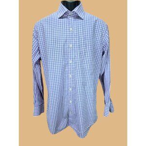Peter Millar Classic Fit Purple Check Dress Shirt Medium